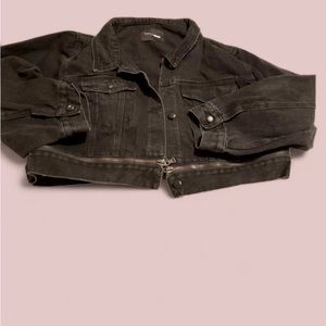 Black Jean Cropped Jacket Womens